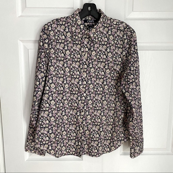 CHAPS CASUAL FLORAL BUTTON DOWN SHIRT - Picture 3 of 9
